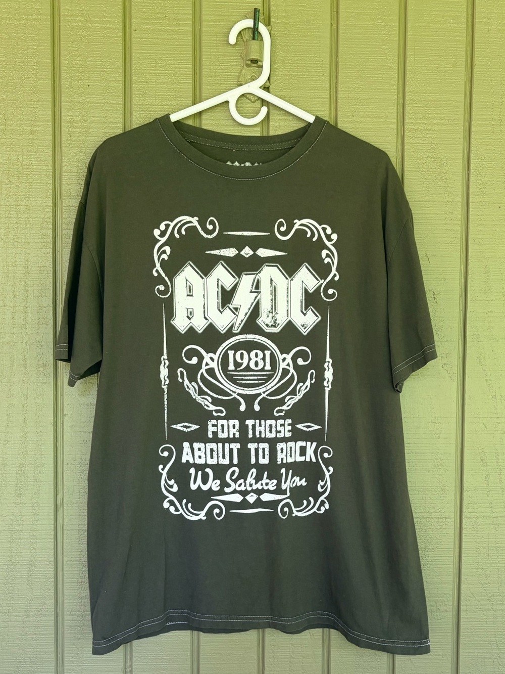 AC/DC For Those About To Rock T-Shirt XL Charcoal Gray 1981 Album Graphic Tee